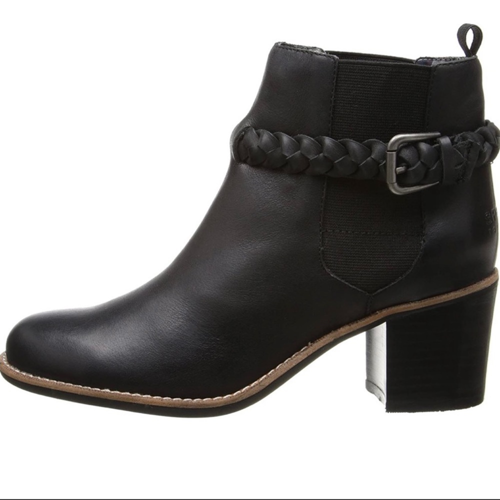 Sperry Top-Slider Liberty Ankle Boots Black Leather #STS90224 Size 7.5W.